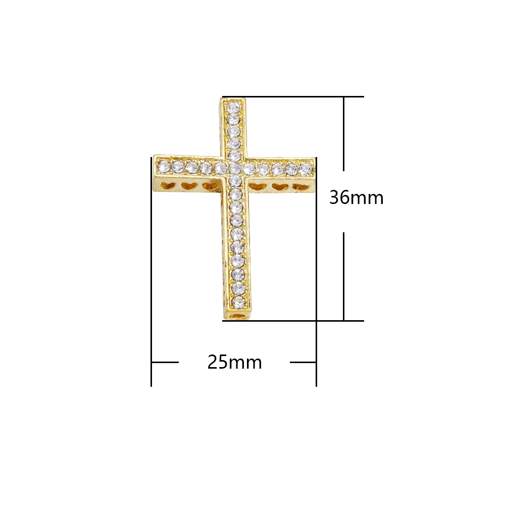 SAUVOO 5pcs 25x36mm Alloy Rhinestone Cross Charms Gold Silver Color Pendant Religious Necklace Keychain Jewelry Making Findings