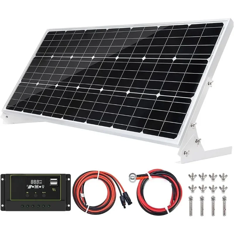 Solar Panel Kit Battery Charger Off Grid System for Homes RV Boat+30A Solar Charge Controller+Solar Cables+Brackets for Mounting