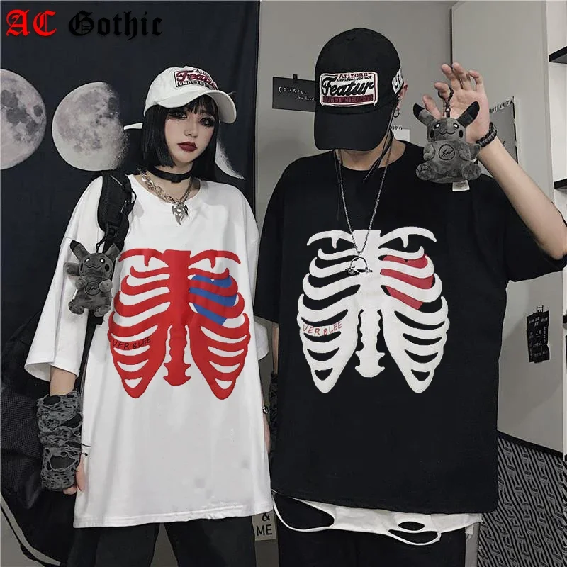 Horror Skull Graphic Printed magliette a maniche corte top Fashion Punk Hip Hop Streetwear T-Shirt abbigliamento Goth uomo donna T Shirt
