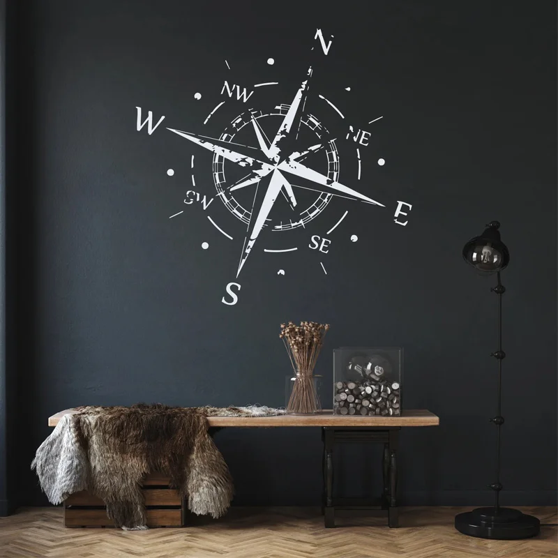 Nautical Home Decor Wall Sticker Compass Decals Vinyl Art Decoration Living Room Kids Bedroom Bathroom Mural Removable G044