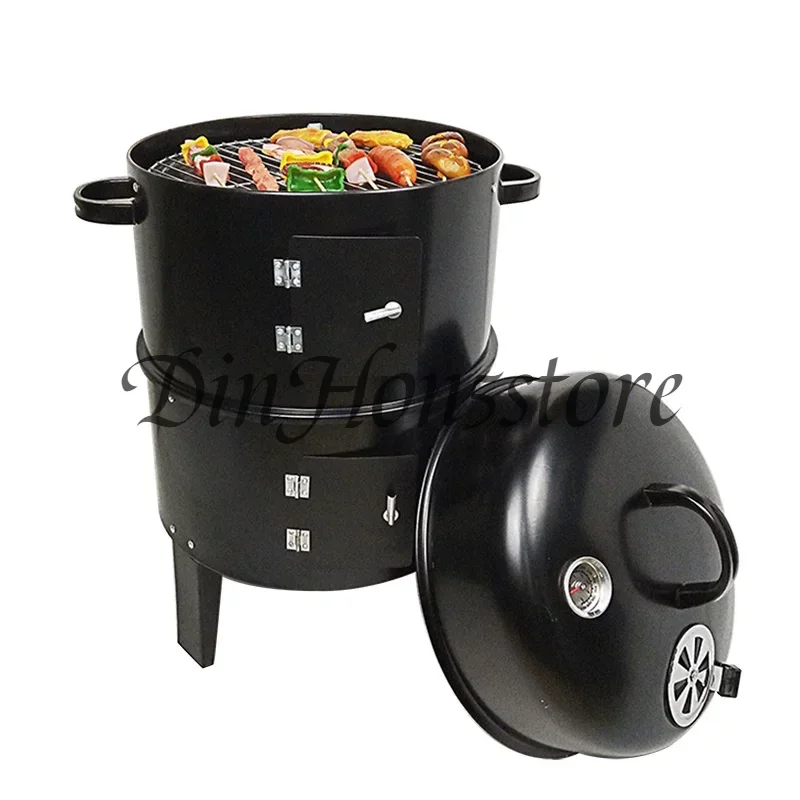 Multifunctional BBQ Smoker Oven With Smoking Rack Commercial Home Outdoor Barbecue Grill For Backyard Camping Meat Smoking