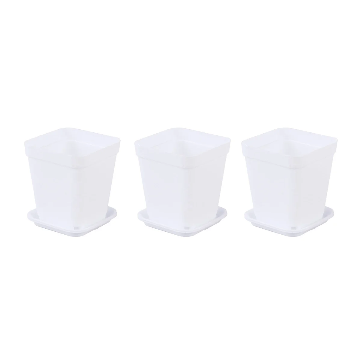 

6pcs Thicken Flower Pots Square Pot Trays Plastic Pots Creative Small Square Pots for Succulent Plants(each 3 of Small White Squ