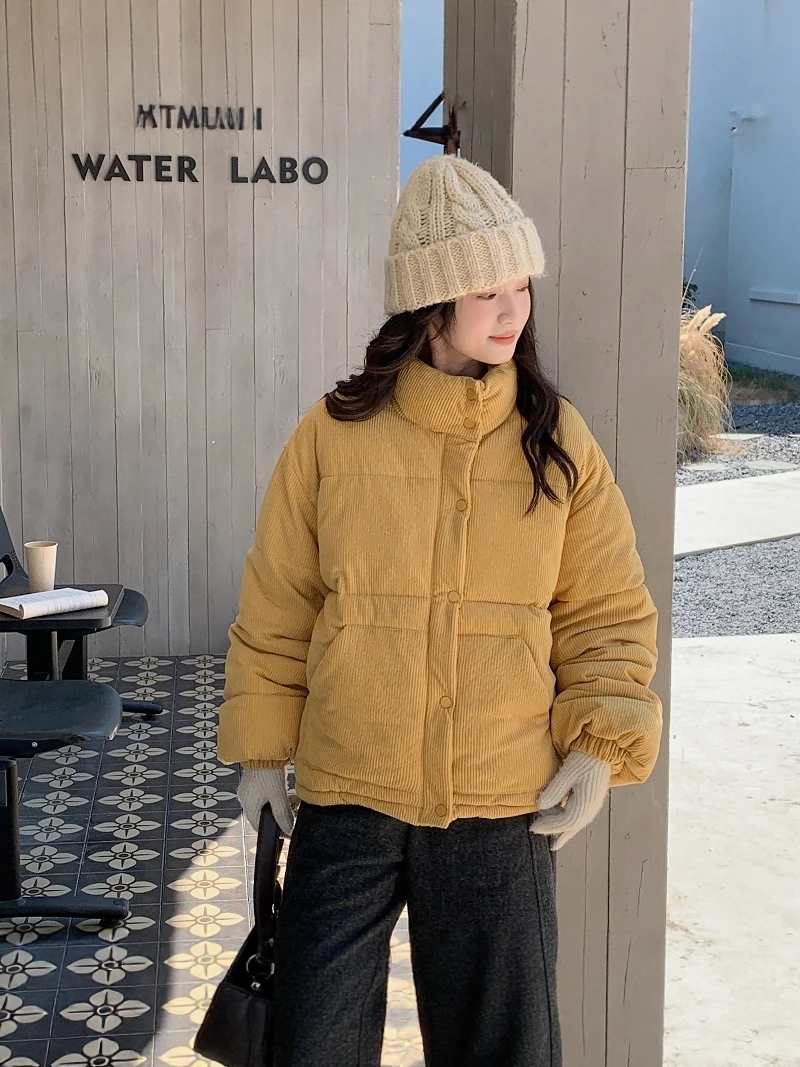 

Corduroy Bread Sle Jaet Women's College Sle Stand Collar Winter New Arrival Student Small Size Super Cute Outerwear