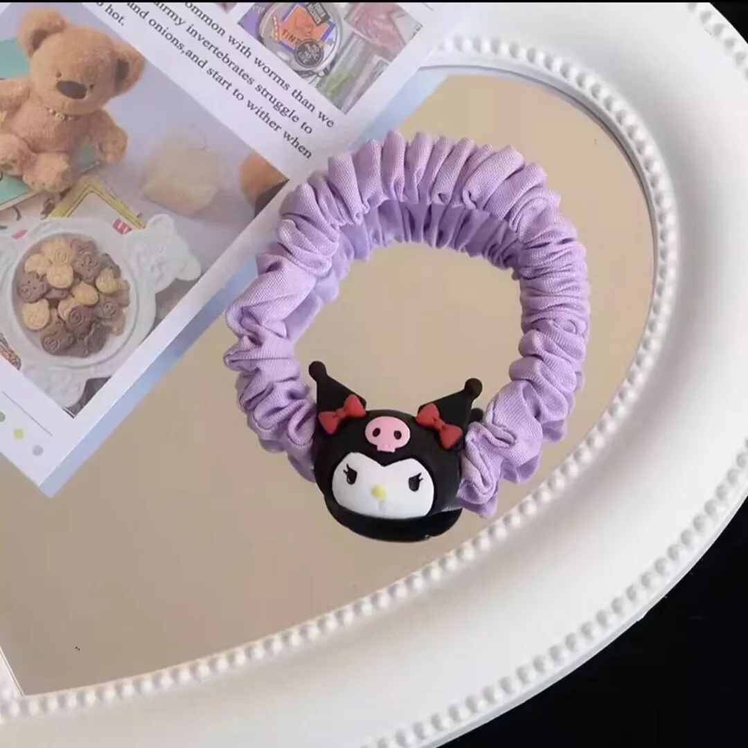 5Pcs Sanrio Hello Kitty Hair Rope Cartoon Anime Cute Kuromi Cinnamoroll HairBand Fashionable Hair Accessories Girl&Holiday Gift image 3