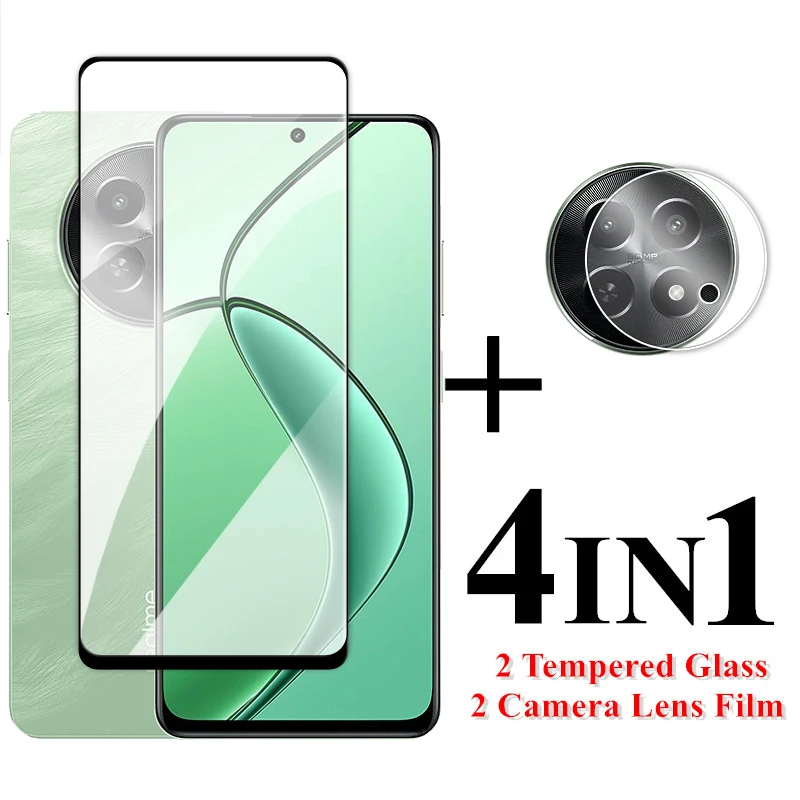 

For Realme 12X Glass For Realme 12X 5G Screen Protector 6.67 inch Full Cover Tempered Glass For Realme 12X Lens Film