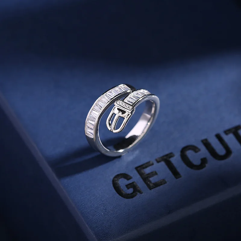 Регулируемое открывающееся кольцо, модное шарнирное кольцо в корейском стиле, креативный дизайн, персонализированное кольцо с пряжкой ремня