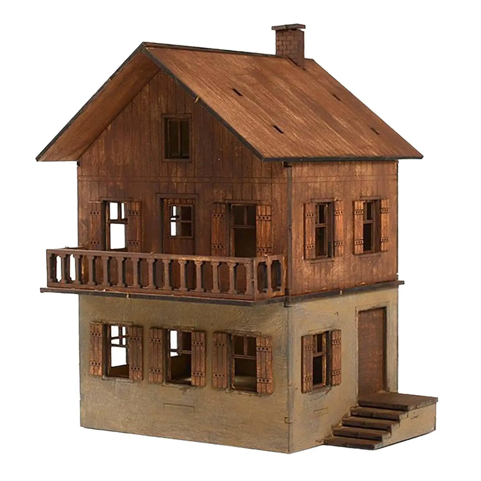 1/72 Building Model House Wooden Puzzle Handmade Unassembly Wooden Model Kits House DIY Scene Layout DIY Projects Accessory