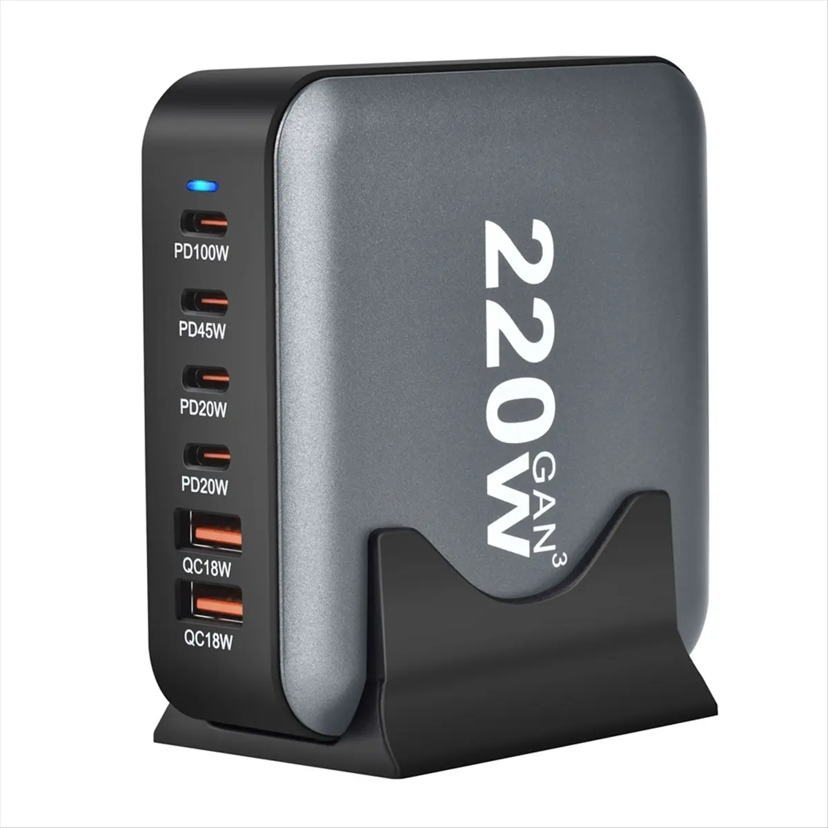 

Новое настольное зарядное устройство AB25 220 Вт GaN с 6 портами USB Type-C PD, быстрая зарядка 3.0, зарядное устройство для мобильных устройств, вилка EU