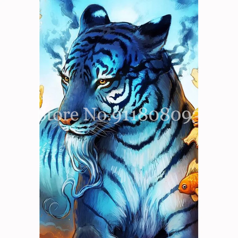 5D Diamond Painting Full Drill Animal Tiger Goldfish Diamond Embroidery Cross Stitch Kits Paint By Numbers Rhinestone Home Decor