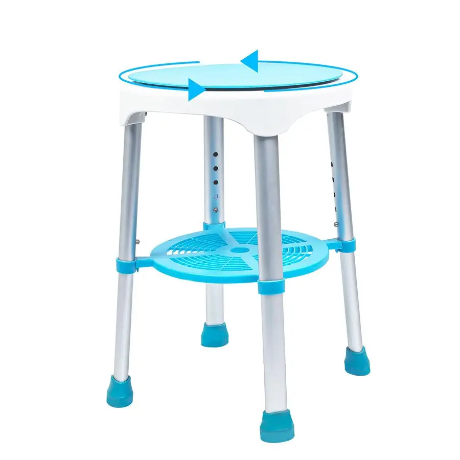 

Вращающийся стул для душа, регулируемый поворотный табурет для душа, стул для ванны и скамейка для сиденья для ванны с противоскользящими резиновыми насадками и местом для хранения