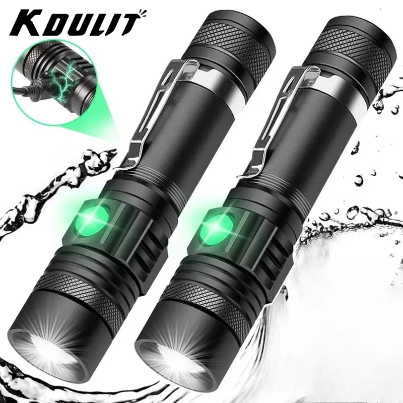 Linterna LED Táctica para Exteriores 1-5P, con Zoom, Impermeable, de Aleación de Aluminio, Portátil, Potente, Recargable por USB