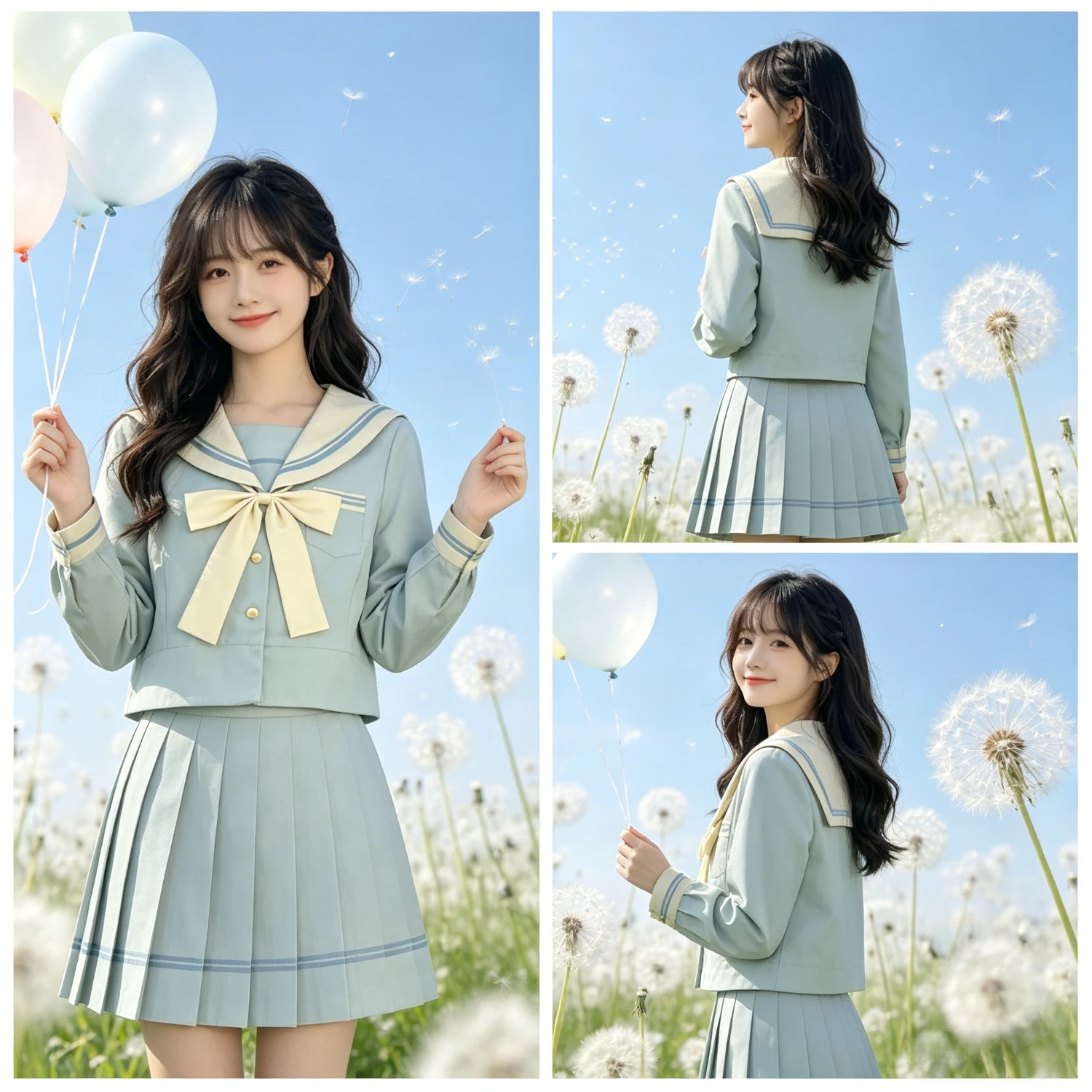 スイートミントグリーン-jk-セーラー制服セット、正統派日本のプレッピー夏用-2-ピース衣装、プリーツスカート付き、毎日のキャンパス衣装に最適