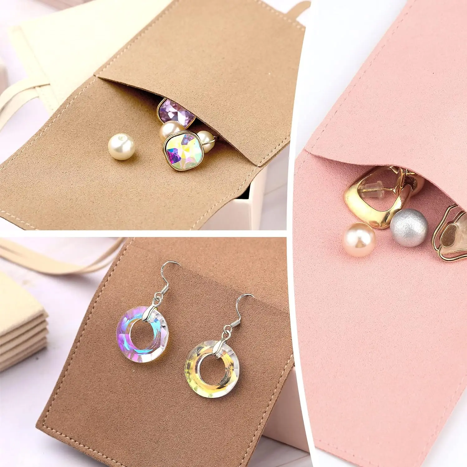 80 Pcs Microfiber Jewelry Pouch 8x8 cm Jewelry Packaging Bag Luxury Small Jewelry Gift Bag for Small Business Envelope Style Bra