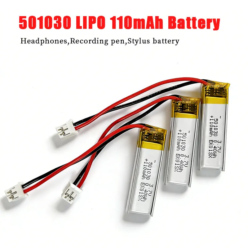 1-10pcs Li Po Battery 3.7V 501030 110mAh 501230 Polymer Lithium Ion Batteries for Induction Pen Selfie Stick Bluetooth Headset