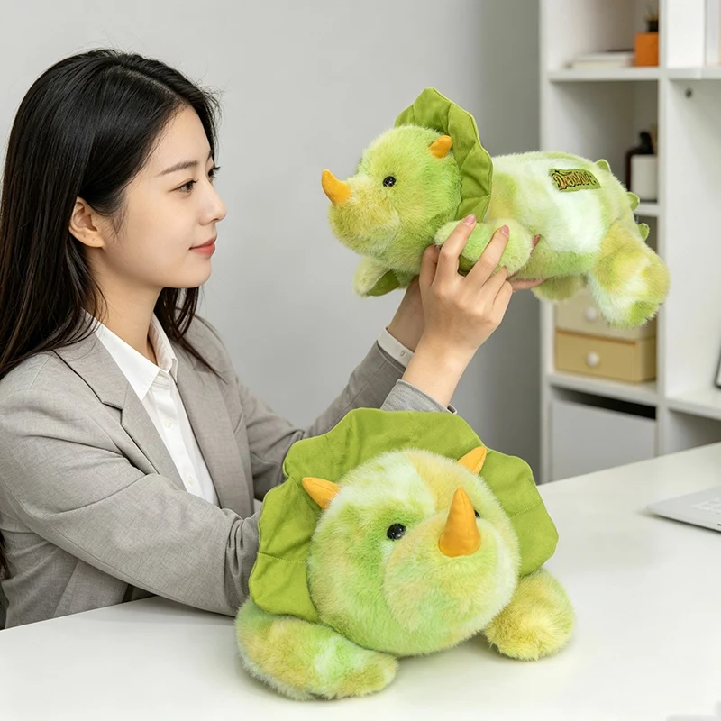 Weighted Triceratops Plush Pillow Tie‑dyed Dinosaur Stuffed Animal Large Soft Throw Cushion Home Decor - view 3