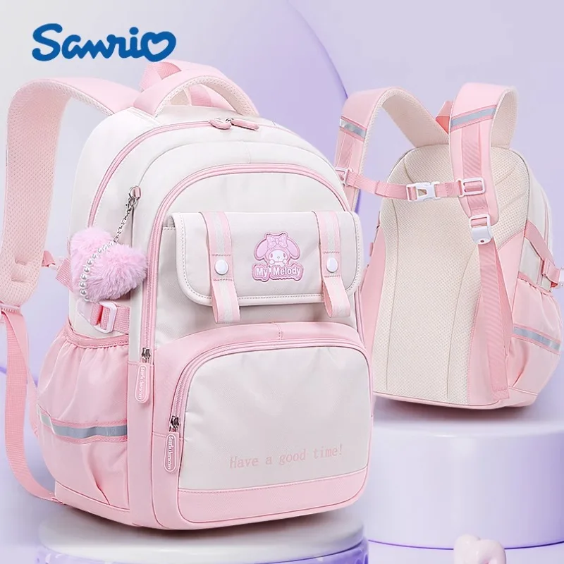 Sanrio Spine Protector School Bag Cartoon Kuromi Large Capacity Portable Load Reduction Backpack Girl's Holiday Gift Commuting