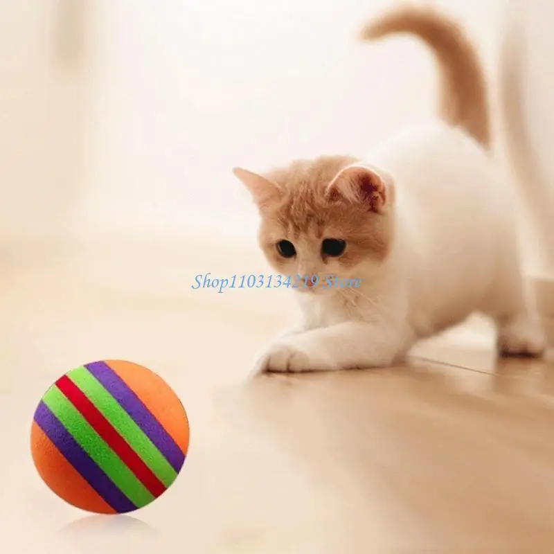 N5KC Cats Kitten Practice Balls Activity Cats Dog Funny for Play Chewing Training Interactive Balls Colorful Rainbow