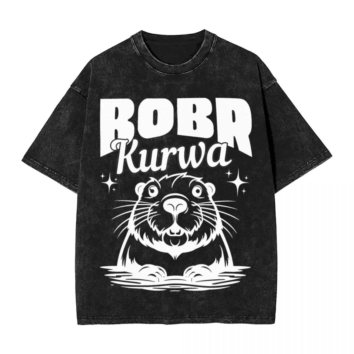 Bober Bobr Kurwa T Shirts Hip Hop Washed Short Sleeve Harajuku T-Shirt Polish Retro for Men Women Tops Streetwear Summer Tees