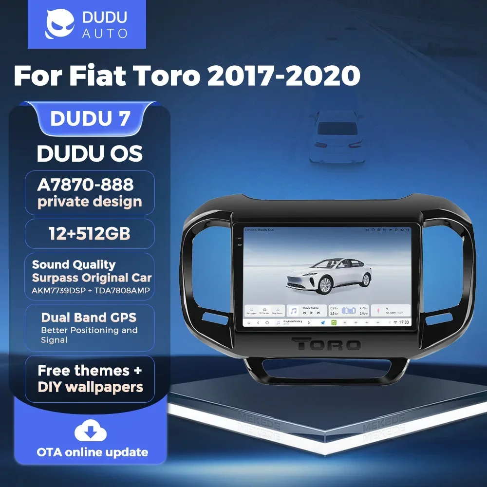 DUDU7 Pure Android 13 8-Core 12+512GB 2K Screen Car Radio Intelligent Navigation For FIAT Toro 2017-2020 2 Din GPS 4G LTE WIFI