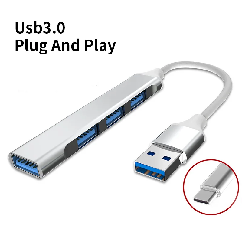 Concentrador de red USB de alta velocidad, 4 puertos, divisor múltiple tipo C 3,0, para Xiaomi, Lenovo, Macbook, PC, Accesorios de ordenador, puertos USB3.0 2,0