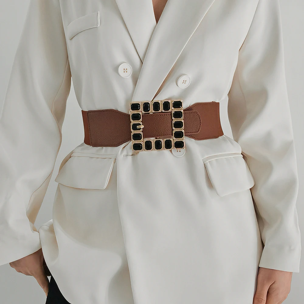 Trend classic New Fashion Style Buckle Elastic Wide Belt Wide Cummerbund Strap Belt Waist Female Women Accessories