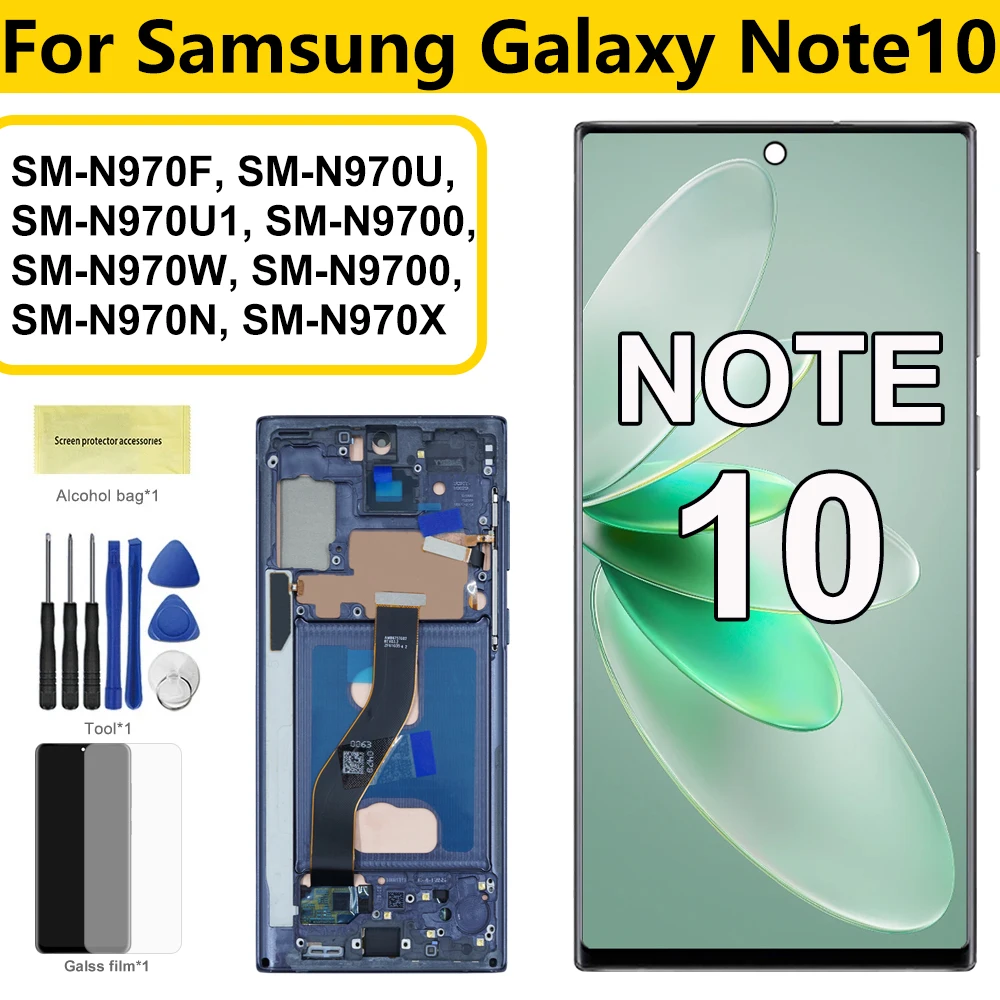 Screen For Samsung Note10 N970N N970F N970U LCD Display Touch Screen Digitizer with Frame For Samsumg Galaxy Note 10 Replacement