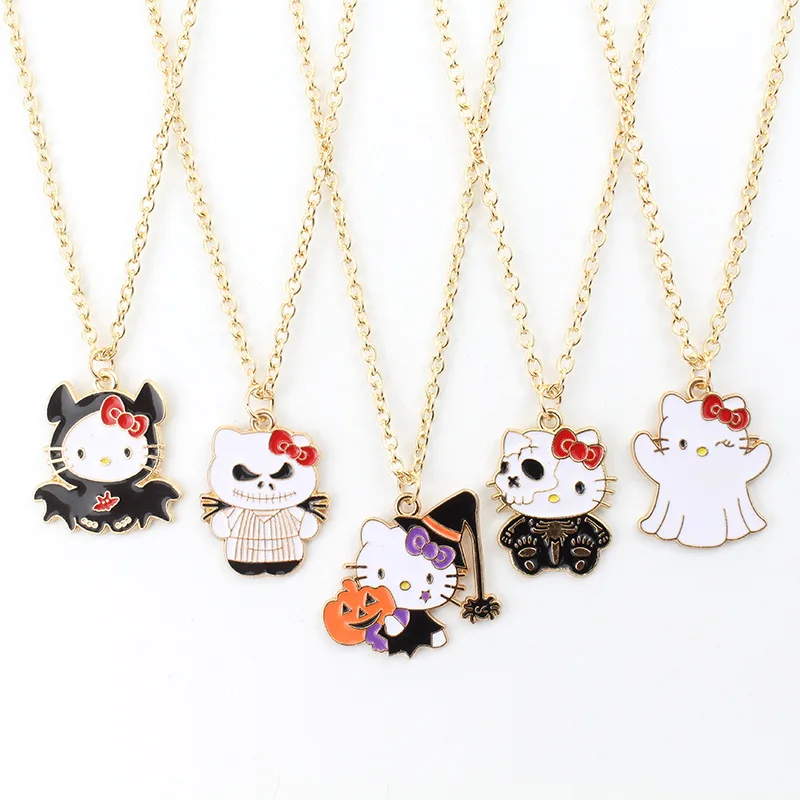 Kawaii Halloween Hello Kittys Bracelet Anime Sanria Cartoon Demon Sprite Student Jewelry Pendant Accessories Toys Girls Gifts