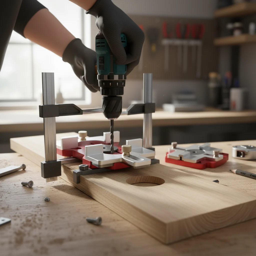 

Деревообработка 2-в-1 позиционирующая пластина с прорезями из алюминиевого сплава, ручка ящика, штамповочный шаблон, деревянные удобные вспомогательные инструменты для резки