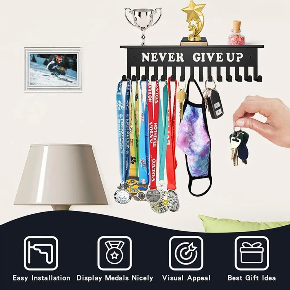 Sports Football Badminton Medal Display Rack Hanger Holder Organizer Wall Hook Volleyball Basketball For Ribbons Medal Display