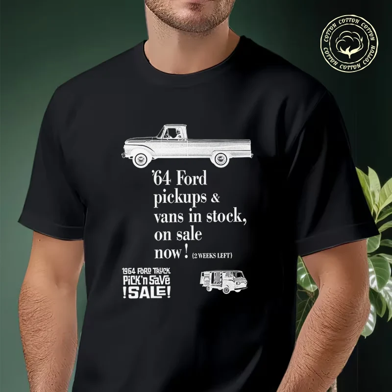 Camiseta de moto para hombre de 64 Ford Pickups & Vans, camiseta informal de alta calidad, camiseta de manga corta con cuello redondo de algodón para hombre