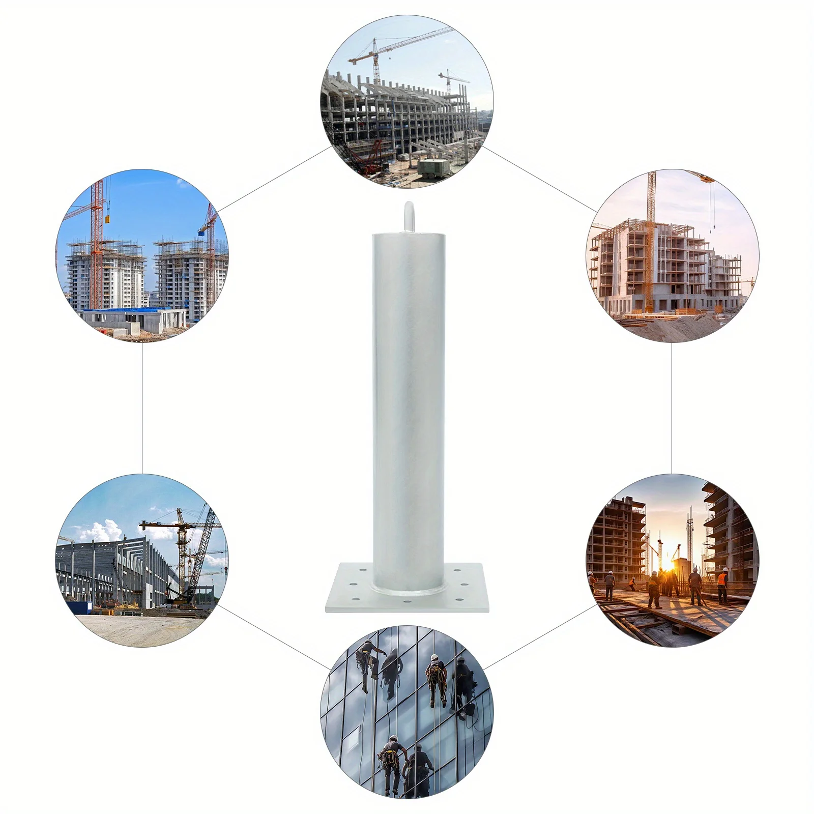 Heavy-Duty 24"x10" Fence Post Base | 5000lb Capacity Anchor Base for Deck/Balcony/Pool