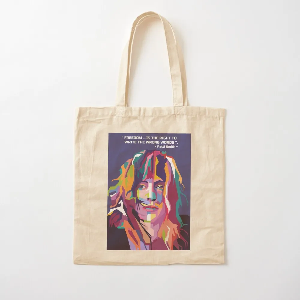 

Abstract patti punkrocker smith in wpap Tote Bag hand bag Fabric bag reusable shopping bags shopper woman Canvas Tote