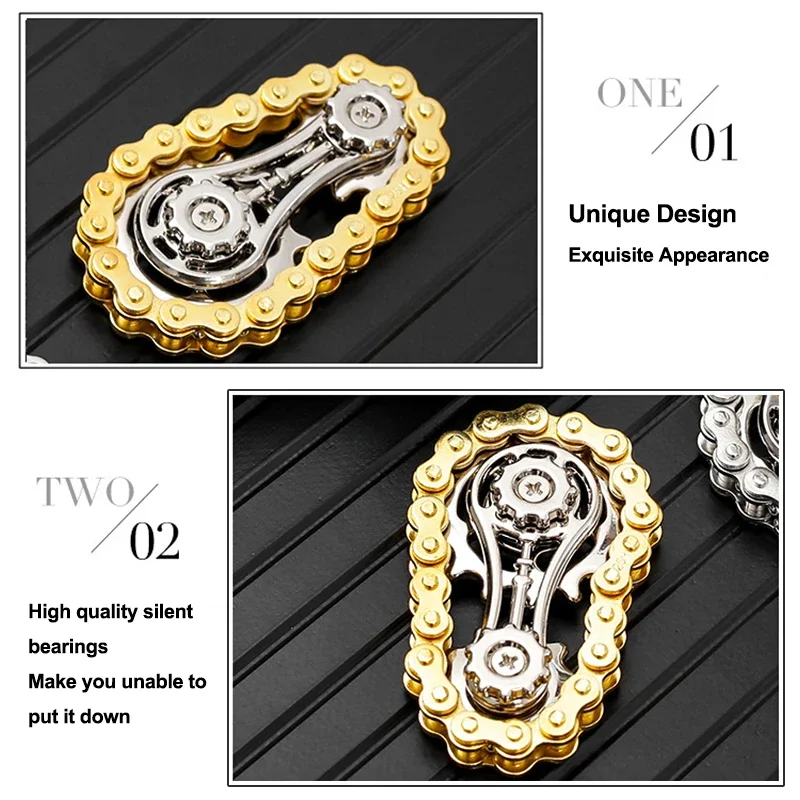 Kettenräder Schwungrad Fingertip Gyro Fidget Spinner Antistress Angst Metall Fahrradketten EDC Spinner Fidget Spielzeug für Erwachsene Kinder