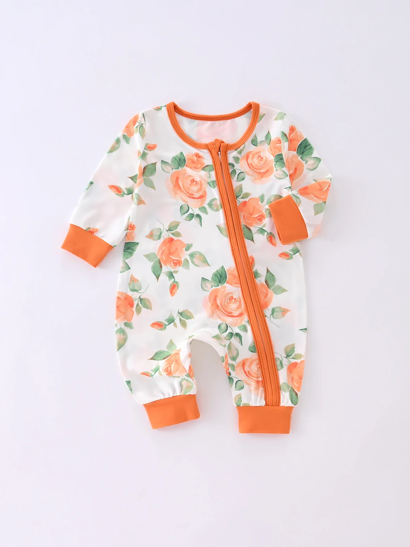 

Somenie Newborn Baby Bodysuit with Zipper Clothing for Four Seasons Girls Cute Flower Print Bodysuit 1-3-6M