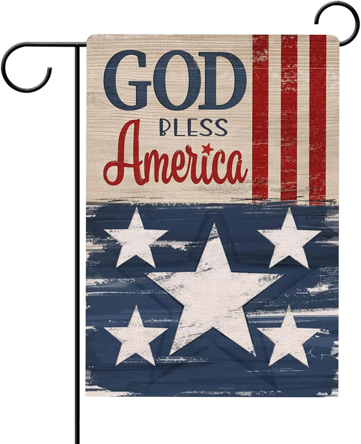 Hzppyz God Bless America 4th of July Patriotic Garden Flag Double Sided, USA Memorial Day Stars Stripes Vintage Decorative Yard