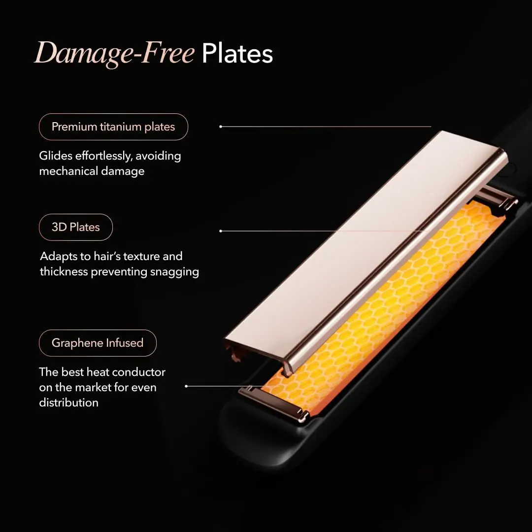 Red Light Therapy Hair Straightener – Titanium Plates, 12 Heat Settings, Frizz-Free for All Hair Types view 3