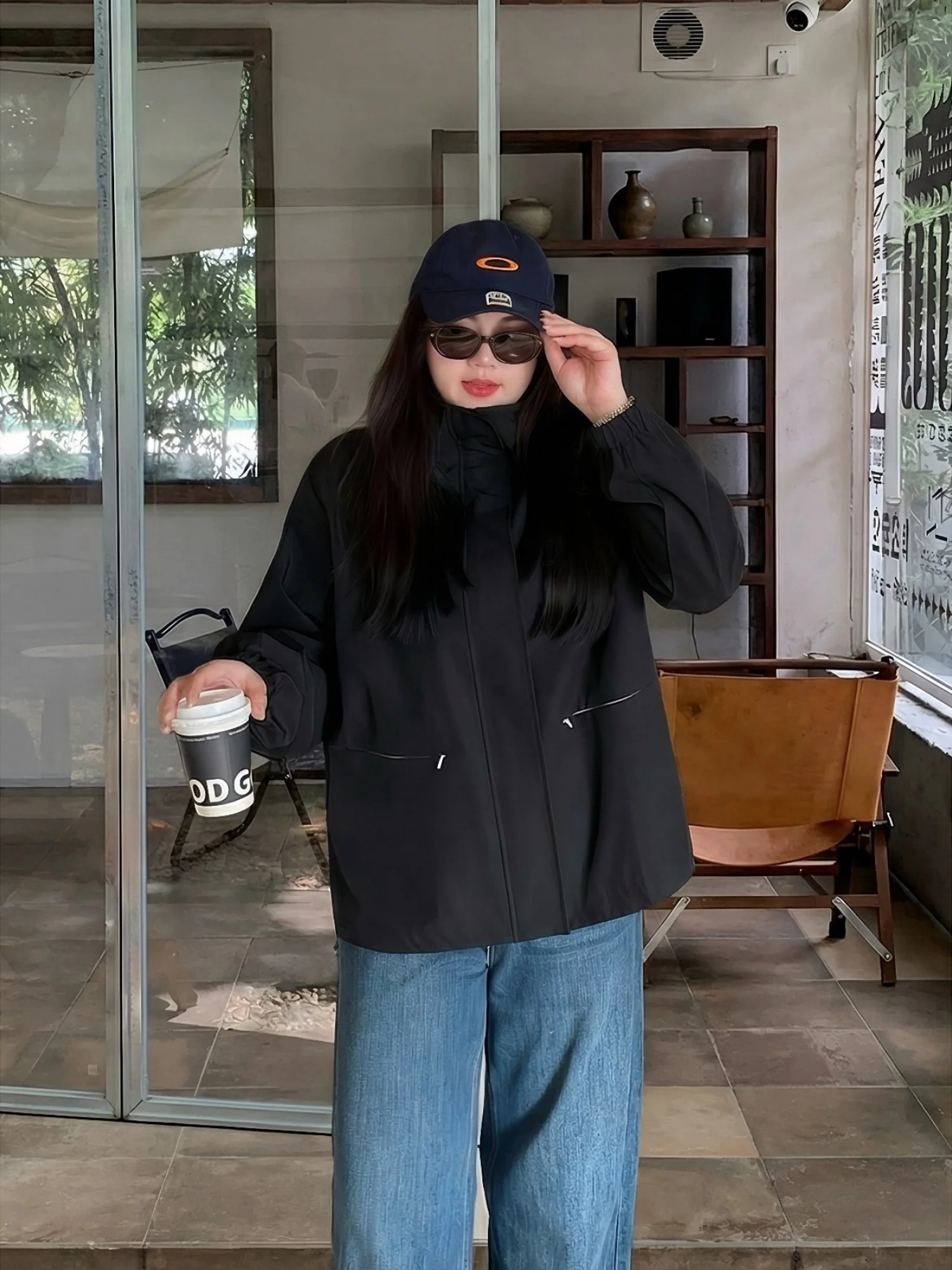 

Casual Sle Hooded Jaet Outerwear Spring Season Polyester Fiber Large Size Women's Faionable Outdoor Sports Windbreaker