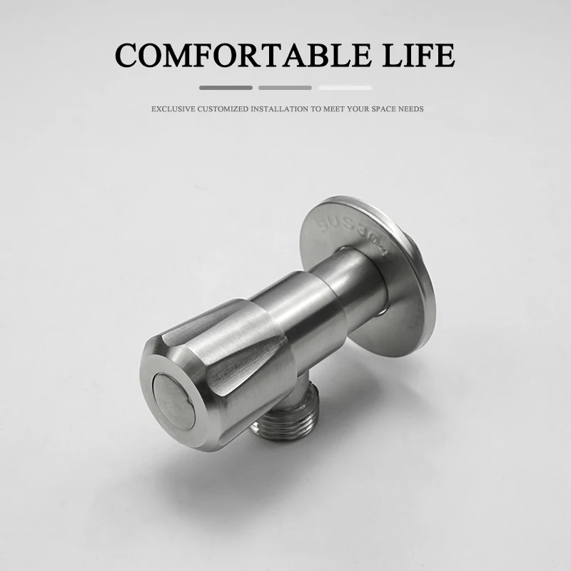 304 Stainless Steel Triangle Valve Cold Hot Water Stop Valve Copper Core Bathroom Kitchen Toilet Sink Replacement Tool