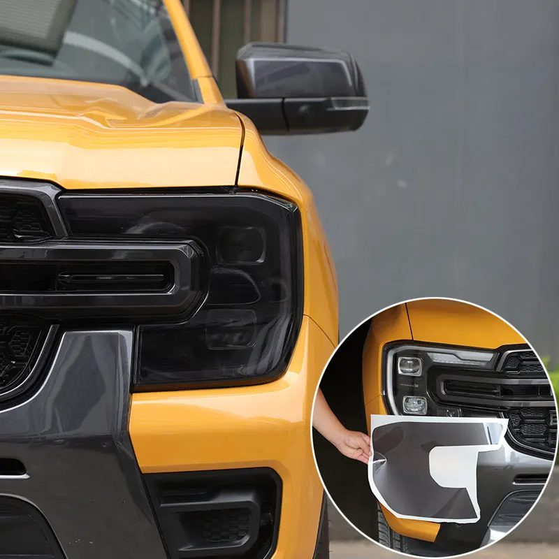 

Suetlcoity For Ford Ranger T9 2023-2025 TPU Black Car Front Headlights Decorative Film Sticker Car Accessories