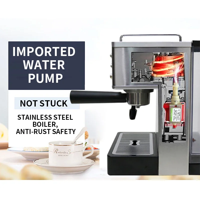 19BAR Ekspres do kawy Espresso GS-690 kocioł ze stali nierdzewnej wysokociśnieniowy komercyjny półautomatyczny parowy spieniacz mleka