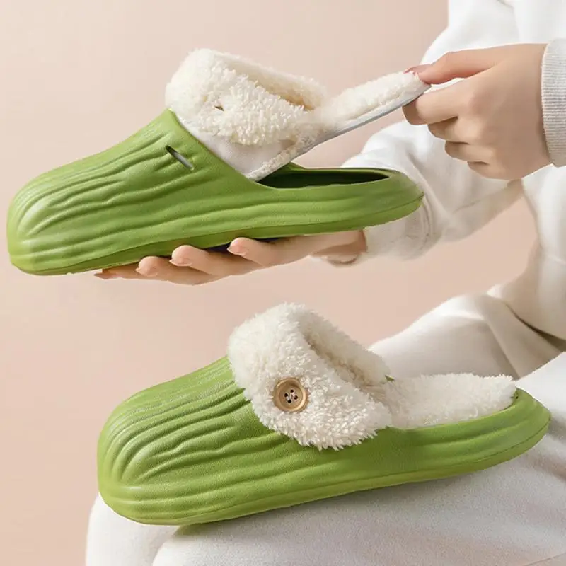 Damen-Hausschuhe mit Pelzfutter, Winter, herausnehmbares Fleece-Futter, rutschfest, wasserdicht, für Paare, Übergröße 45, weiche Sohle, warme Schuhe. – Detail 5