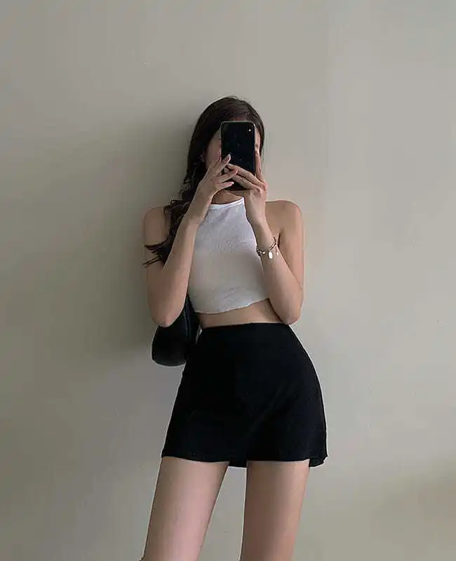 Gothic women's fashion mini skirt y2k dark casual short skirt Cute irregular split casual simple high waist elastic sports skirt