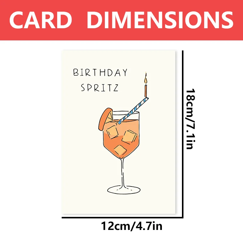 1 pc fun birthday card featuring a creative stemware drink image. Creative greeting cards. The perfect gift for family, friends