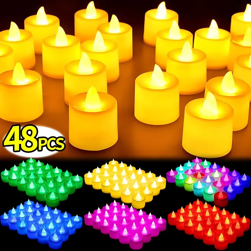 48/1Pcs LED Electronic Candle Battery Operated Tealight Wedding Birthday Party Decoration Lights Romantic Flameless Fake Candles