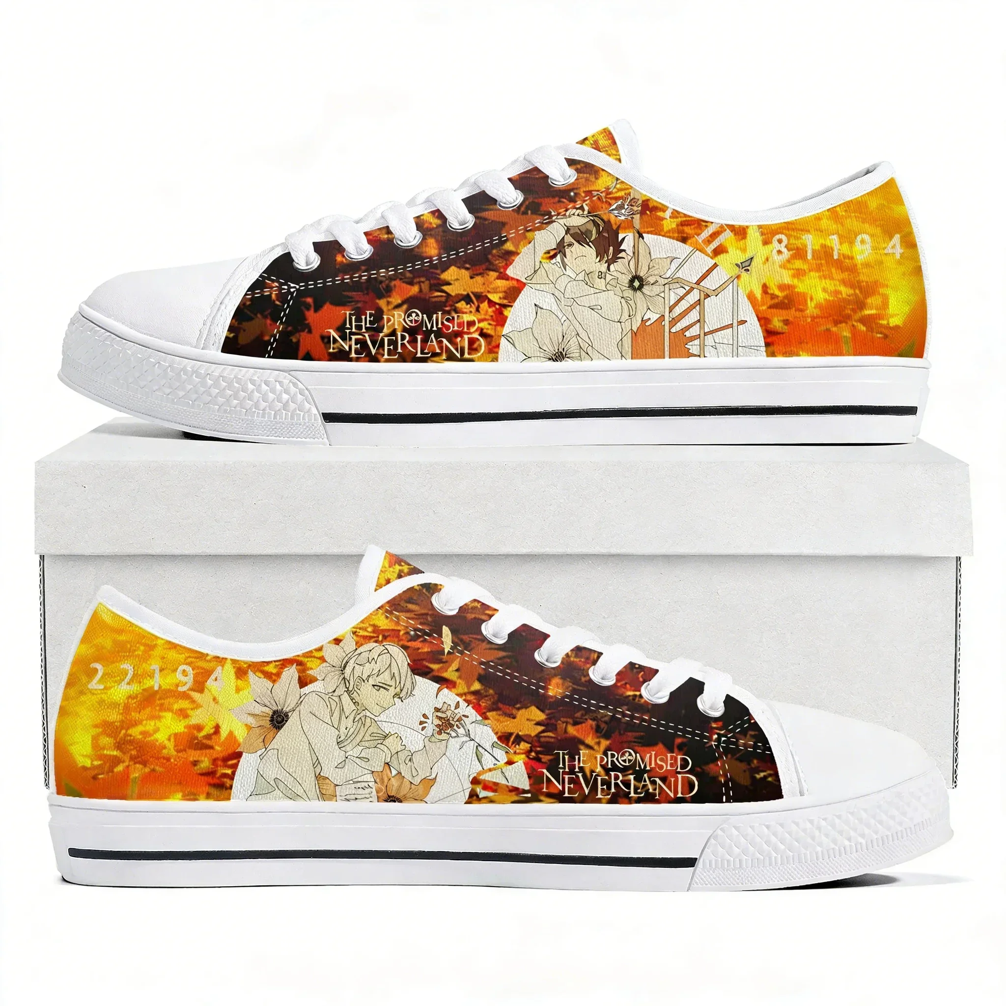 

Кроссовки The Promised Neverland Emma Low Top для женщин, мужчин и подростков, высококачественные кеды из канваса, парные кроссовки с манга-принтом, обувь на заказ