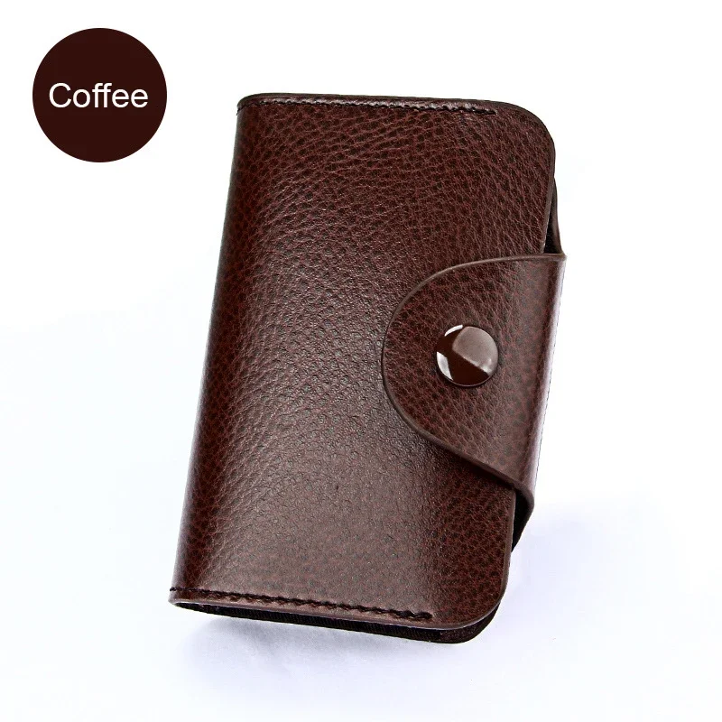 Tarjetero de piel auténtica Unisex, cartera minimalista para hombre y mujer, funda para tarjetas de crédito y de identificación