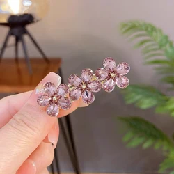 High-end Purple Crystal Flower Hairpin New Temperament Alloy Side Bangs Hair Clip Korean Style Women's Headwear