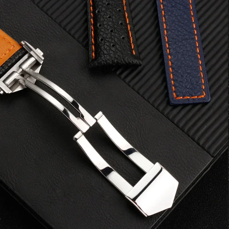 22mm Genuine Leather Strap for TAG HEUER Strap Sport Watch Band Men Wrist Band Accessories Folding Steel Buckle Bracelet