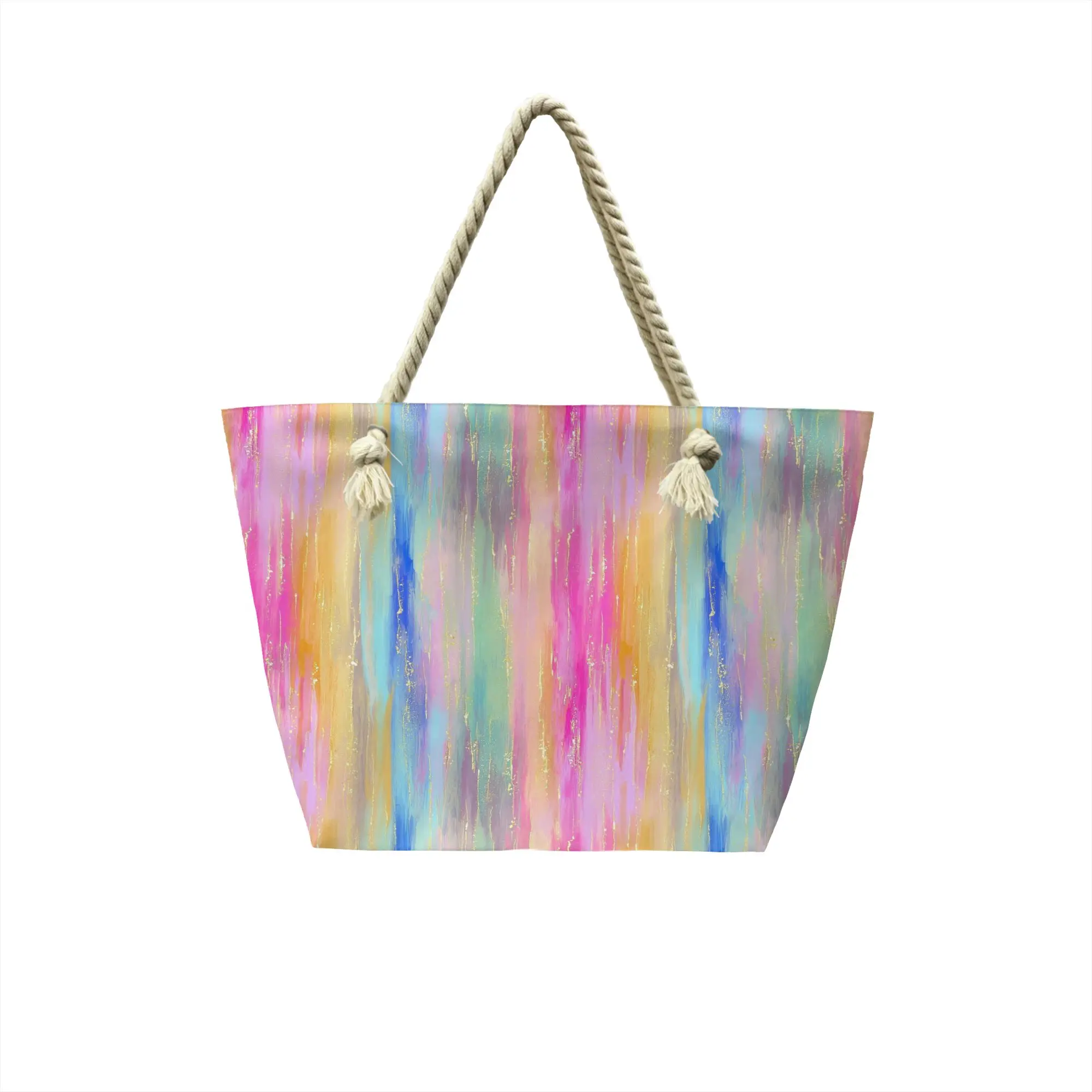 Reusable Rainful Tie Dye Shopping Bag Women Shoulder Canvas Tote Bag Portable Abstract Color Grocery Shopper Bags