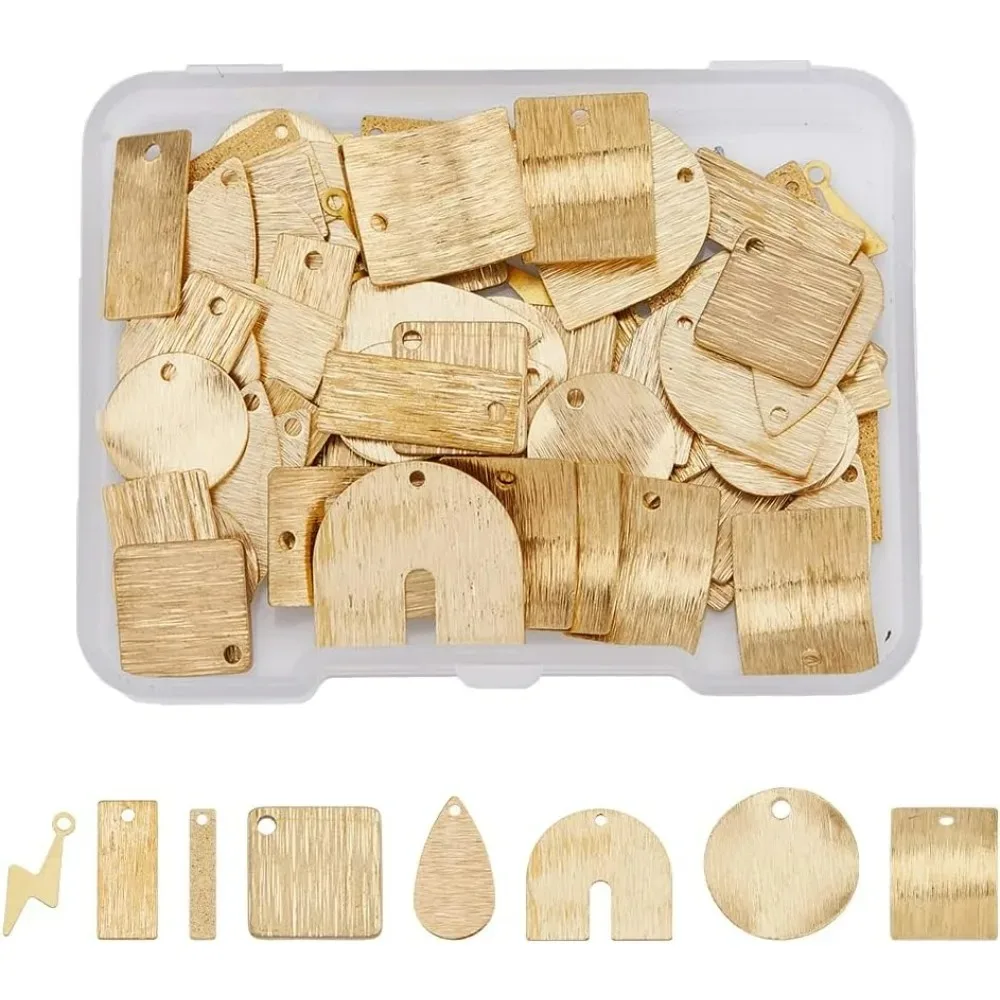 

80 шт., 8 стилей, текстурированные заготовки, подвески, стойка, покрытие, латунные подвески, штамповочные заготовки, подвески для ожерелья, браслета